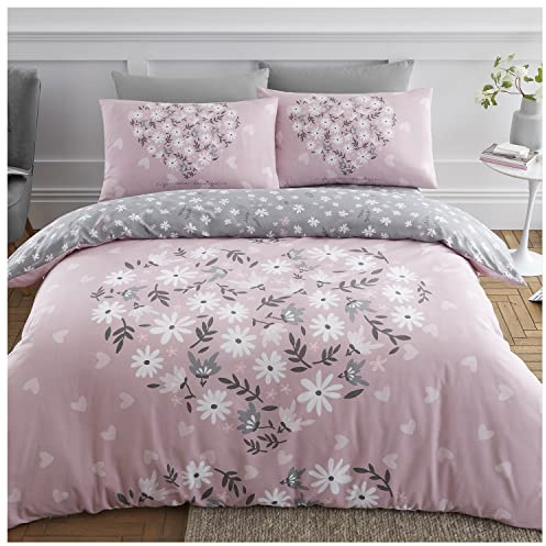 GC GAVENO CAVAILIA Flower Duvet Cover Set, Super Soft Blossom Bedding Sets King Size, Washable Quilt Covers, Blush Pink, 705963
