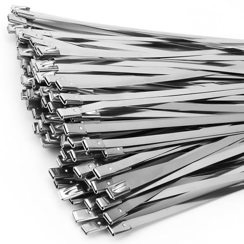 Edelstahl Kabelbinder 100 Stück, 150mm×4,6mm (V2A), Metall Kabelbinder Stark, Hitzeschutzband Befestigung, Zaunbau, Kabelmanagement.
