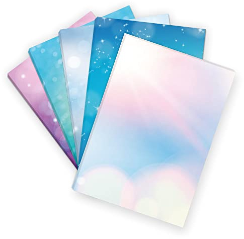 50 Blatt Bastelpapier 5x10 Mix | Bunter Rosa Blau Bastel Mix 5 Motive | Motivpapier A4 | edles Design Papier | beidseitig bedruckt | Set | 90 g/m²