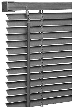Grey Colour - Plain PVC window Venetian Blinds - 25mm Slats - Included Open/Close Wand Control Mechanism, 180cm Width x 150cm Drop
