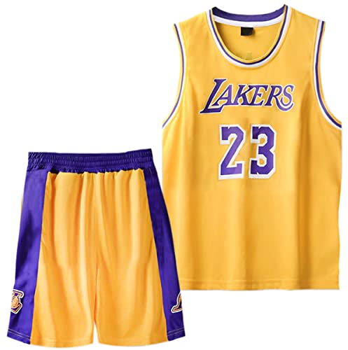 MEEHYRE 2-teiliges Basketballtrikot mit Aktiv-Top und Shorts, Basketball-Trikot für Kinder, Jersey-Set für Jungen, gelb, 11-13 Jahre