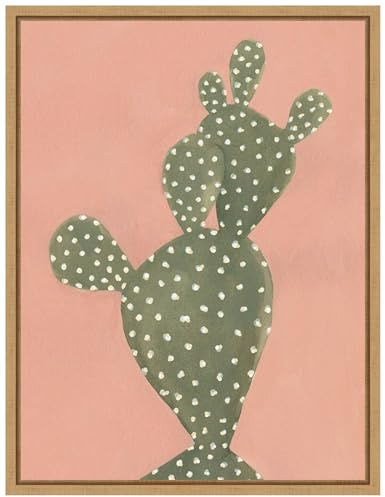Amanti Art Framed Canvas Wall Art 24x18 Coral Cacti II by Emma Scarvey, Framed Wall Art Canvas, Abstract Artwork, Modern Decor, Medium Poster Painting for Living Room, Bedroom, Bathroom, Kitchen,