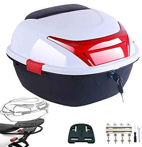 HDBODY Bauletto Per Moto Bauletto in ABS Di Grande Capacità Per Scooter, Moto, Motorini E Quad,Bianca,40x36x25cm