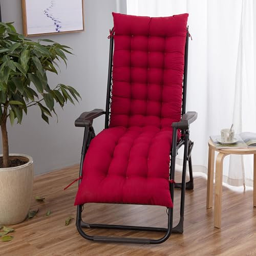 Cuscino per sedia a sdraio reclinabile, cuscino pieghevole per sedia a dondolo, in bambù, ispessito, morbido, antiscivolo (rosso vino, 48 x 170 cm)