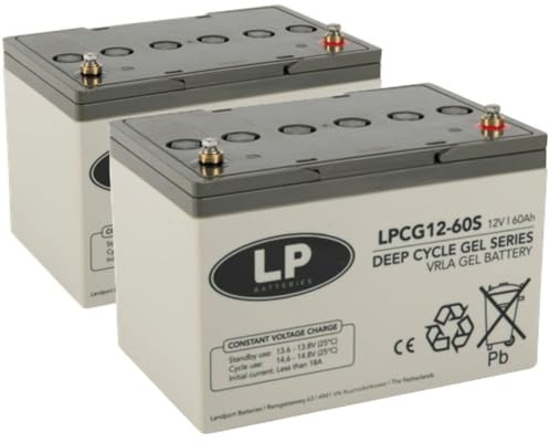 Bleigel Akku 2X 12V 60Ah kompatibel zu Rollstuhl E-Mobil Seniorenmobil u.a.