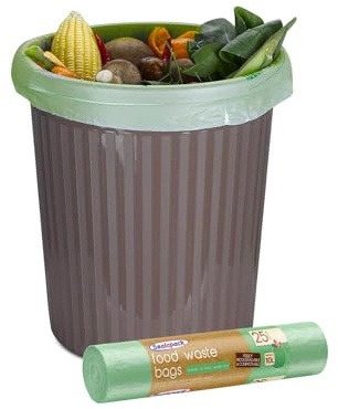 Avilia Set da 125 Sacchetti per Rifiuti Alimentari 10L - Biodegradabili e Compostabili, Ideali per la Raccolta Differenziata in Cucina, 50x60 cm, Marrone