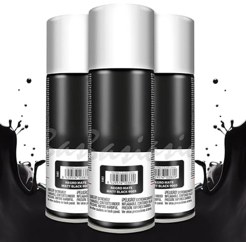 TIENDA EURASIA – Pintura Spray | Pack de 3 Unidades | Spray Pintura | Distintos Acabados |Capacidad 200 ml | 5x17.5 cm (Negro Mate)