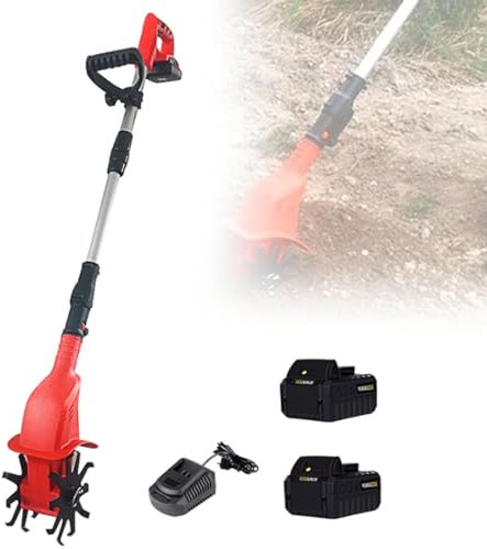 Ostreemaner Motozappa Elettrica, Carica Rapida 20 V, Motozappa da Giardino Senza Fili, Motozappa Elettrica Potente per Prato, Larghezza di Lavoro 32 Cm/profondità di Lavorazione 25 Cm,4000mA×2