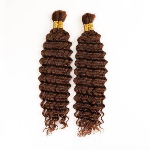 Orientfashion Cheveux Crochetés Tresses de Bohème, 2Pcs Boho Braids Meches Human Hair Tissage Bouclé Naturel Deep Wave Deep Twist Meche Boucle Pour Tresse (#4, 18Inch(Pack of 2)-100g)