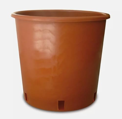 10 PEZZI | Vasi di plastica color Terracotta per Piante, Fiori, Orto e la Semina | Per Il Giardinaggio e la Coltivazione | Diametro 16,18, 20, 22, 24, 26, 28, 30, 33 (Ø 33 cm - h. 33 cm - 25 Lt)