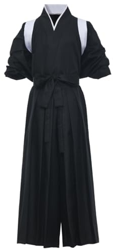Japansk samuraj Hakama-uniform traditionell Aikido Kendo kampsport anime-kostym, Vitt, XS