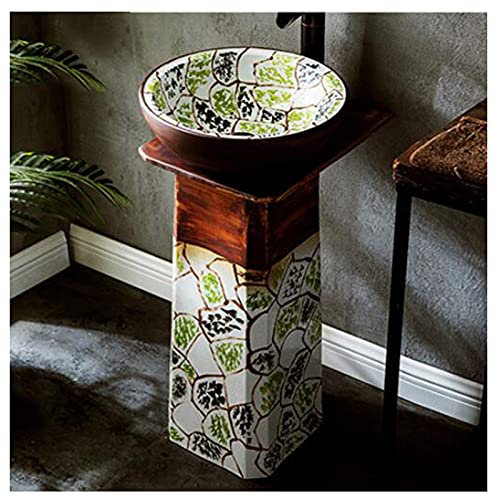 GLJTUO Bathroom Sink Pedestal Sink Handcrafted Ceramic Pedestal washbasin Bathroom Furniture 44 x 40 x 80cm (I)