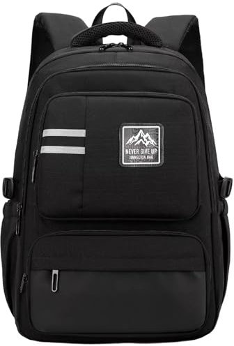 Clufar Rucksack Herren Schwarz Travel Causal Schulrucksack Teenager 16.3 Zoll Laptop Schulranzen Jungen Leichter Schultasche Wasserdicht Daypack Backpack Mädchen für College Schule Arbeit,Black