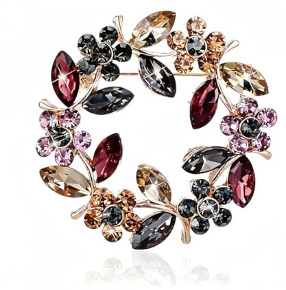 Colours Crystal Brooch Pins Vintage Rhinestone Brooches Lady Elegant Brooch Pin Jewellry Gift for Dress Hat Scarf Collar Lapel Handbags Shawls