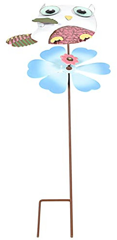 KONTONTY Moulin à Vent Décoratif Hibou Coloré pour Jardin Et Patio Pinwheel pour Décoration Extérieur Animée