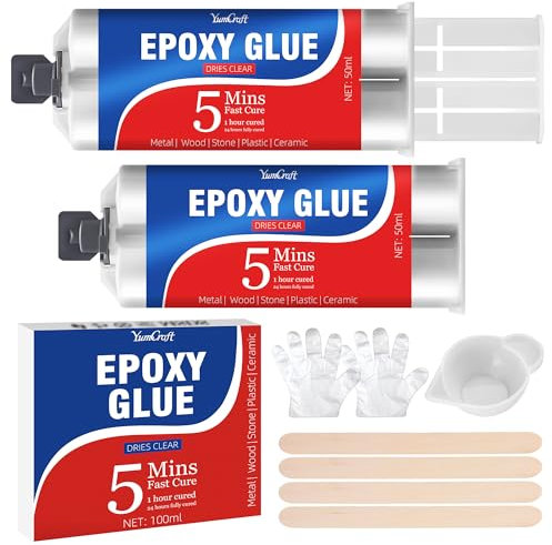 Colla Epossidica 100ml, 5 Min Colla Epossidica Bicomponente, Trasparente Presa Rapida forte Colla epossidica bicomponente, Colla Multiuso Adatta per Quasi Ogni Materiale Incollare Metallo, Legno