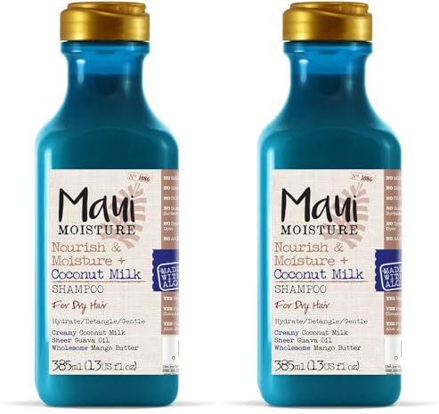 Maui Moisture, Champú Nutre e Hidrata con Leche De Coco, Pelo Seco, 385 ml (Paquete de 2)