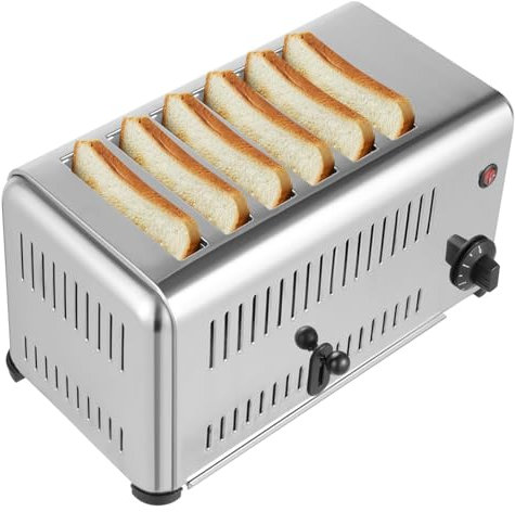 Mixtric Macchina per La Cottura del Pane, Riscaldamento Uniforme su Entrambi I Lati, Macchina per La Cottura del Pane con Funzione di Temporizzazione, Ideale per Pane Spesso,Argento,6 Slots