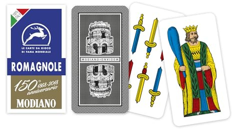 Modiano Romagnole Blu 150° Anniversario – Carte da gioco regionali romagnole in plastica 100% – Scopa Briscola Tresette Solitari – 100% Made in Italy