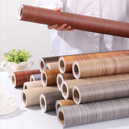 Wood Vinyl Wrap Self Adhesive Wallpaper, Self-Adhesive Table Foil - Waterproof PVC Wood Look Furniture Foil, Decorative Adhesive Wallpaper For Kitchen, Dining Table, Desk(Tisch Folie 003,40x500cm)