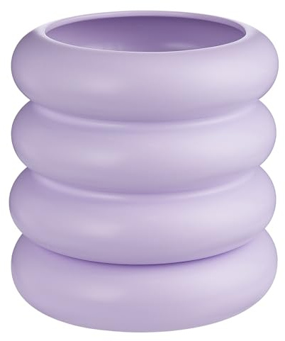 BUTLERS Blumentopf Hoop mit Teller Steingut Lila Ø 19cm | Übertopf für Kräuter & Pflanzen, Pflanzentopf für innen, Blumenübertopf für Balkon | Dekoration Fensterbank Deko Wohnzimmer
