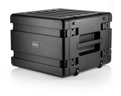 GUARDIQUE RackVault - Hartschalen Audiorack - 19 Zoll - 8U - 480 mm | mit Rollen und Trolley | Stapelbar Rack Gehäuse | Rackmount | Für industrielle und AV/Musik-Anwendungen | Schwarz