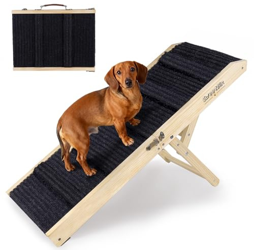 2026 Upgraded Dog Ramp for Couch - Foldable Small Dog Ramp for Bed - 4 Adjustable Height from 30.5 to 50.8cm- Portable Pet Stairs with Non-Slip Pad - Pet Ramps Use for Low Bed Couch Steps Up to 27kg