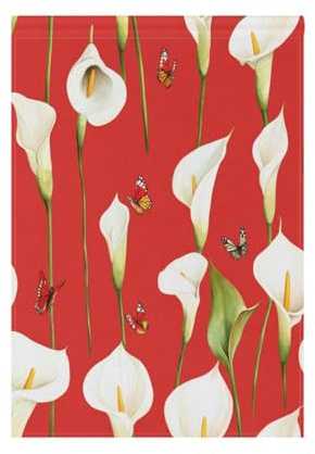 Drapeau de jardin en forme de lys rouge de dessin animé Calla pour décoration de porche 28 x 40 cm double face