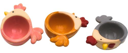 Eideko Lot de 3 coquetiers en faïence jaune/rose/gris 7 x 3 x 8 cm