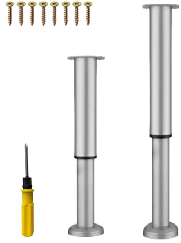 NCRGB 2 Stück Möbelfüße Metall Grau 40-70 cm,Verstellbare Möbelfüsse,Einstellbare Höhe,Belastbar bis 400 KG,Möbelbeine für Fernsehschrank Sofa Lehrstuhl Badezimmerschrank mit Schraubendreher