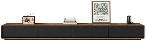 Meuble TV moderne en noyer et bois massif noir avec tiroir pour salon 200 x 40 x 25 cm Meuble polyvalent pour divertissement à domicile