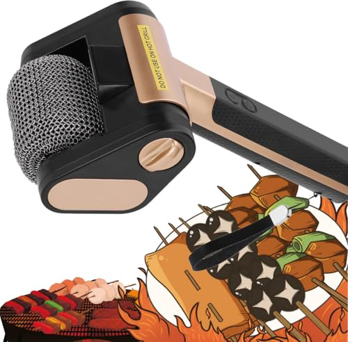 Elektrischer Grillreiniger Borstenfrei – Kabellose BBQ Powerbürste, 304 Edelstahl, 350 U/min, LED-Licht, Spülmaschinenfester Kopf, Sicher & Effizient für Grillreinigung im Freien (Schwarz Gold)