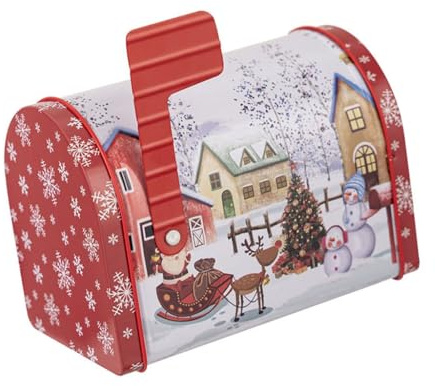 Boîte aux lettres de Noël en fer blanc - Boîte à bonbons - Boîte de rangement en métal pour aliments et collations