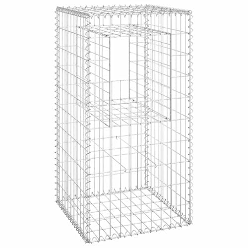 Gecheer Gabion Basket Set - Decorative Iron Patio Decor, 50x50x100cm, Silver Color, Garden Projects Model151269