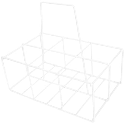 WATIIFUFU Milk Bottle Holding Basket and Handheld Iron Beer Bottle Rack, White Portable Multi-Slot Wire Storage Organizer for Kitchen and Home
