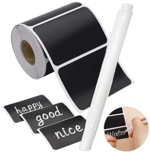 240 Pcs Chalkboard Labels for Storage Bins,Waterproof Reusable Self AdhesiveRemovable Blackboard Labels Stickers With1Erasable Marker Rectangle for Small Jars,Decorate Your Pantry Storage Office (1)