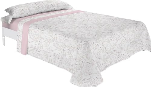 Montse Interiors, S.L. Juego de sábanas sedalina en Tacto Seda o visón térmica 220gr (Leaves, para Cama de 135x190/200)