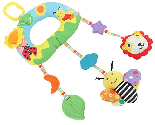 Fdit Juguete para Asiento de Coche, Animales Lindos y Suaves, Juguete Educativo para bebé para Recién Nacido, Clamp/Holder Colgante de Felpa en Cochecito Infantil, Regalo de Gel para Dentición,
