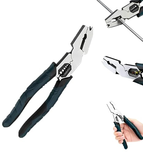 Industrial-Grade Multi-Function Cutting Pliers, 9-in-1 Multi-Functional Pliers Nail Puller/Wire Cutter/Crimper—Compound Action Leverage Design, Suitable for Home Repairs or Outdoor Work (1pcs)