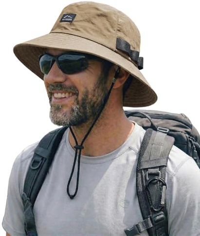 Hat Hut Mens Bucket Sun Hats, UPF 50+, Breathable Cooling Hat, Lightweight Bonnie for Outdoor Hiking Fishing