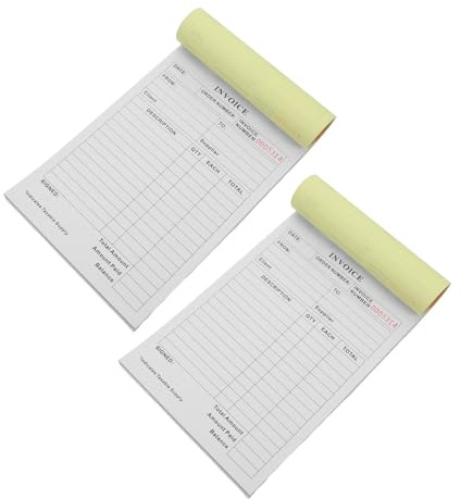 HOUDERCO Blocco Fatture Moduli d'Ordine Parti Vuoti Formato 21X15 CM Carta Resistente e Scrittura Scorrevole per Piccole Imprese e Servizi Esterni