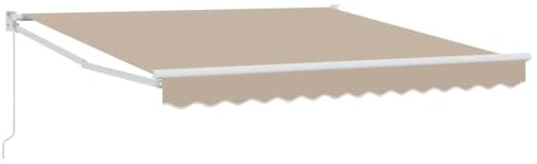 hliofuir Toldo con brazo articulado, color beige, 350 x 250 cm, toldo retráctil con marco de aluminio y manivela, protección solar manual para terraza, jardín y balcón