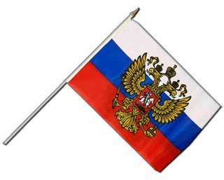 Flaggenfritze Stockflagge Russland mit Wappen - 30 x 45 cm