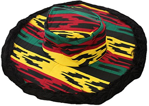 Cooler Rasta Hut mit schwarzem Plüschrand