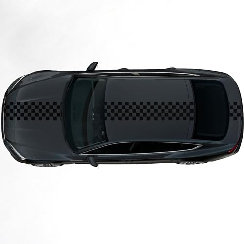 Kiwistar - Autoaufkleber Rallye Streifen - 30 x 400 cm Karo gekachelt - schwarz glänzend - selbstklebend - Viperstreifen für Auto, Motorhaube, Karosserie - Tuning Aufkleber Racing Deko