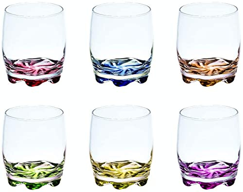 Lot de 6 verres colorés Gurallar Adora pour whisky/eau/jus de fruits, 290 ml, dans une boîte corail ADR15