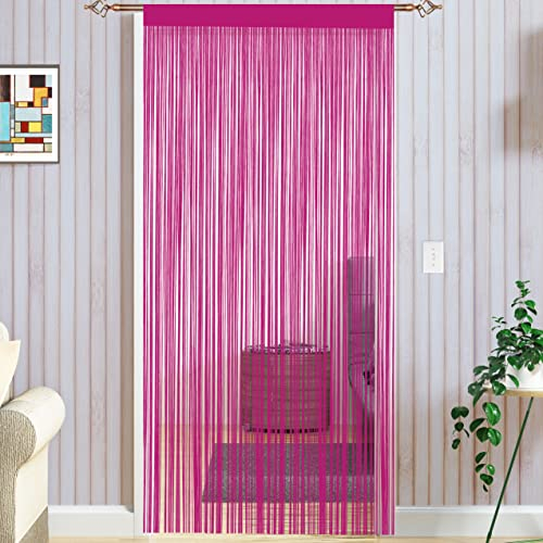 Taiyuhomes String Door Curtains Fly Screen Curtain For Window Decorations Living Room Doorways Crystal Plain Tassel (Rose, 90x200cm)