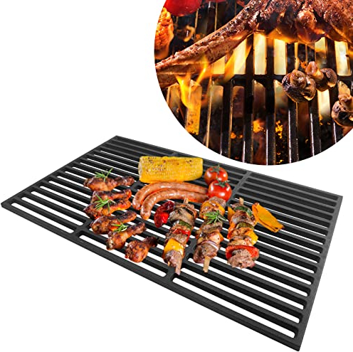 LARS360 Griglia rettangolare in ghisa per barbecue a gas e carbone, nero, 34 x 54 cm