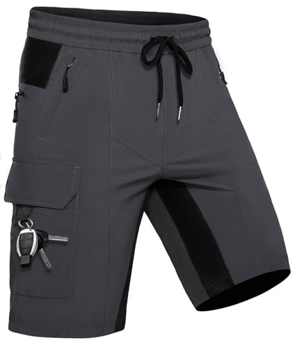 Wespornow Bermuda para Hombre con 5 Bolsillos, Pantalón Corto Deportivo de Secado Rápido para Deporte al Aire Libre, Elástico y Funcional para Trabajo, Senderismo y Trekking (Gris Oscuro,M)