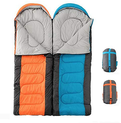 2 PCS Camping Schlafsack Leichte Wasserdicht mit Kapuze für Erwachsene Im Freien Büro Mittagspause Kompressionssack Inklusive(1,5 Kg)